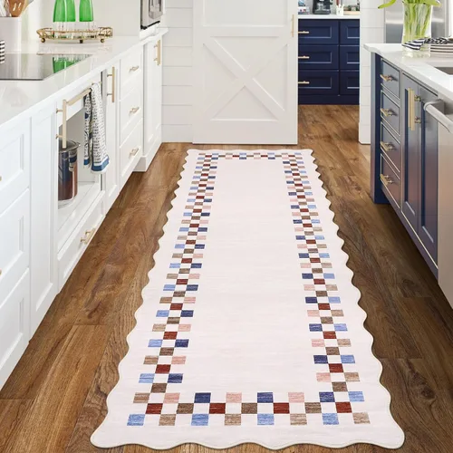 Vista 75 de GarveeHome Alfombra lavable de 5 x 7 pies para sala de estar, alfombra Beige festoneado