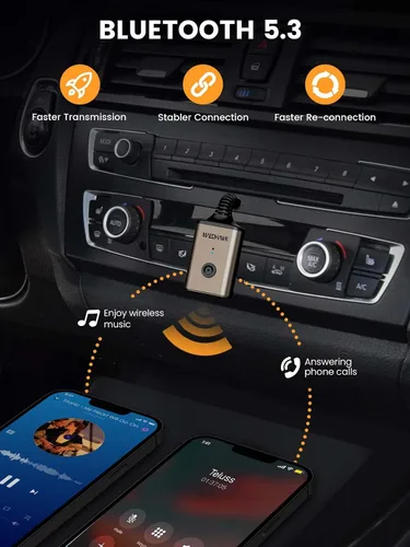 Vista 3 de MaedHawk Receptor de audio inalámbrico Bluetooth 5.3 portátil, adaptador giratorio de 0.138 in para altavoz estéreo de coche, auriculares con cable