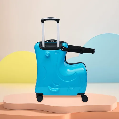 Vista 4 de Maleta para niños de 20 pulgadas, maleta portátil para niños, maleta de viaje para niños, equipaje para niños con rueda universal y cerradura, azul