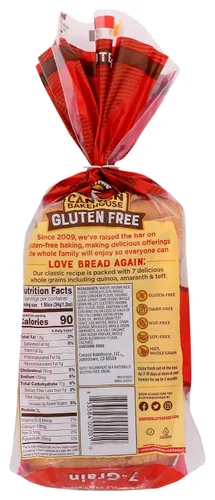 Vista 2 de Canyon Bakehouse Pan de 7 Granos San Juan, Sin Gluten, 18 oz (Congelado)