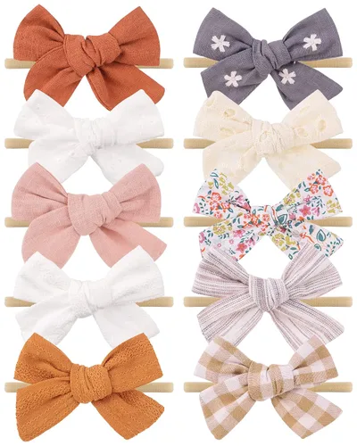 Vista 7 de doboi 3 diademas para el 4 de julio para niñas Star - Bandas de nailon y lino para el cabello, hechas a mano, accesorios para el cabello