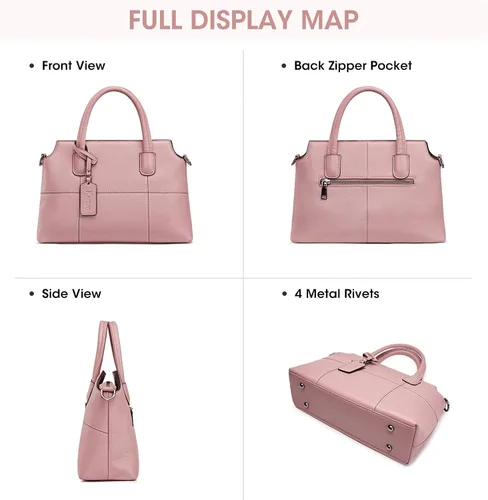 Vista 25 de Kattee - Bolsos de piel auténtica para mujer, bolsos de mano suaves para mujer