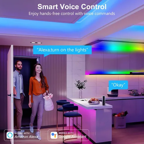 Vista 6 de Tira de luces LED COB de 32.8 pies (32.8 ft), 720 LEDs/m, luces RGB inteligentes compatibles con Alexa/Google Assistant y Tuya/Smart Life App