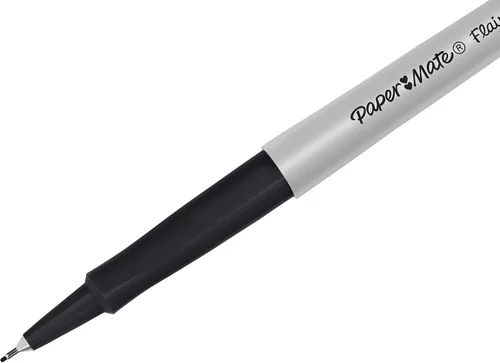 Vista 3 de Paper Mate Flair - Bolígrafos de punta de fieltro ultra fina (0.016 in), color negro, 12 unidades, perfectos para una escritura precisa y expresiva