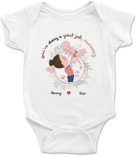Vista 15 de Gossby Mameluco personalizado para bebé – Body personalizado para bebé niño, niña con diseño, nombre – Regalo para recién nacido, nueva mamá – 0-24