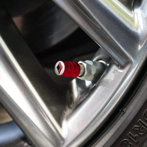 Vista 3 de Harley Quinn Diamond Logo Llanta Llanta Llanta Tapones de Válvula de Aluminio Rojo