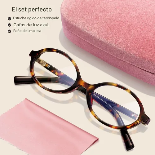 Vista 7 de livho Blue Light Glasses for Women – Y2K Aesthetic Frame with Blush Pink Case, 90s Vibe for Screen Time Blue Light Blocking