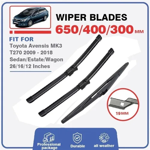 Vista 2 de Escobillas de limpiaparabrisas compatibles con Toyota Avensis T27 MK3 2009-2018, limpiaparabrisas delantero y trasero de automóvil, cortador