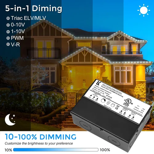 Vista 4 de Controlador LED regulable de 12 V 60 W, Triac/ELV/MLV/0-10V/1-10V/PWM/V-R, fuente de alimentación de CA a CC, transformador LED impermeable IP67