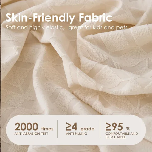 Vista 3 de Genina Fundas de cojín para sofá impermeables, fundas elásticas para sofá seccional, funda de cojín lavable, antideslizante, con parte inferior