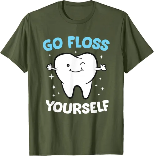 Vista 53 de Camiseta higienista dental, asistente dental, Go Floss Yourself dentista, Negro, S
