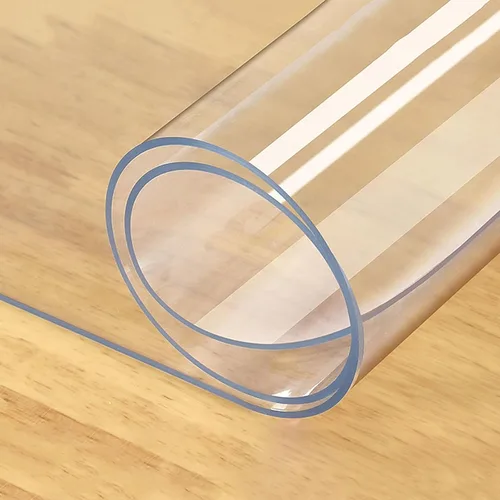 Vista 54 de Mantel de PVC transparente de 0.039 pulgadas de grosor, protector de mesa para comedor, oficina, tapete de plástico para escritorio, resistente al