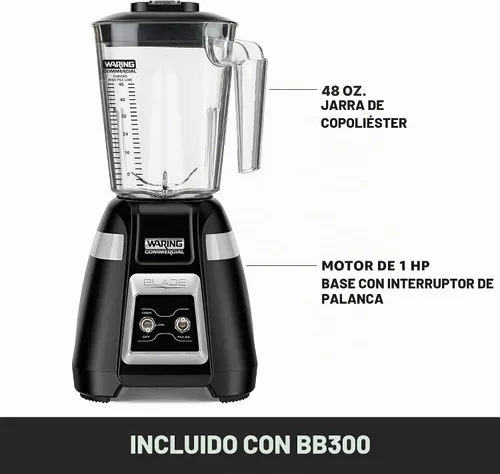 Vista 3 de Waring Batidora de cuchillas con tarro de copoliéster de 48 oz y palanca