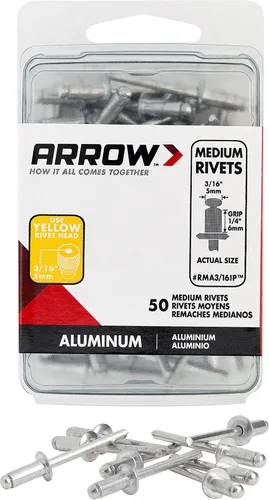 Vista 8 de Arrow RLA3/16 Remaches largos de aluminio de 3/16 pulgadas, paquete de 12, gris