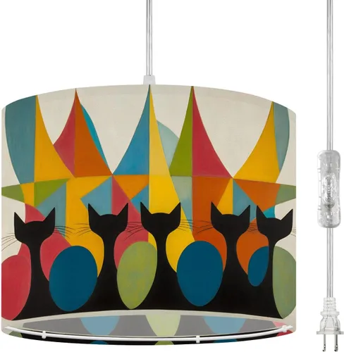 Vista 11 de Plug in Pendant Light Succulent Field Stained Glass Panel Hanging Lamp with Plug in Cord 16.4 ft Dimmable Hanging Light for Bedroom Kitchen Island