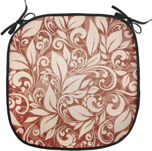Vista 26 de Lunarable Floral Chair Cushion Pad, Flower Petal with Oriental Detail Culture Design, Seat Padding for Kitchen & Patio with Anti-Slip Backing