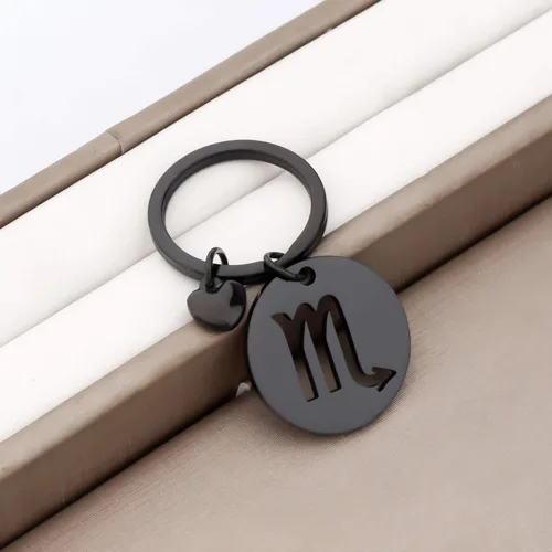Vista 3 de FAADBUK Llavero de signo del zodiaco CZ Horóscopo regalo 12 Constelación llavero para mujeres hombres