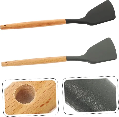 Vista 7 de Espátula de silicona segura para placa de inducción, mango resistente multifunción antiadherente para cocinar wok