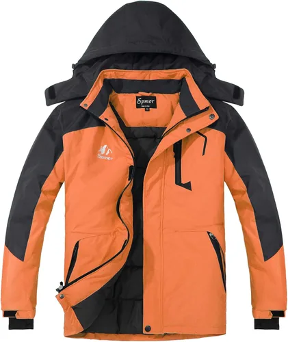 Vista 6 de Chaqueta de esquí impermeable con capucha para mujer, abrigo de snowboard cálido para invierno Negro