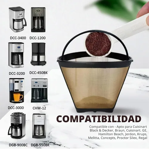 Vista 5 de Hession Filtros reutilizables para cafetera de cono n.º 4, repuesto para filtros de cesta de café Ninja, paquete de 2
