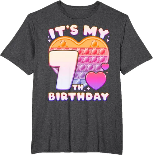 Vista 58 de Pop-it Birthday Girl 7 años de edad, Push it Pop Fidget Bubble Camiseta, Negro