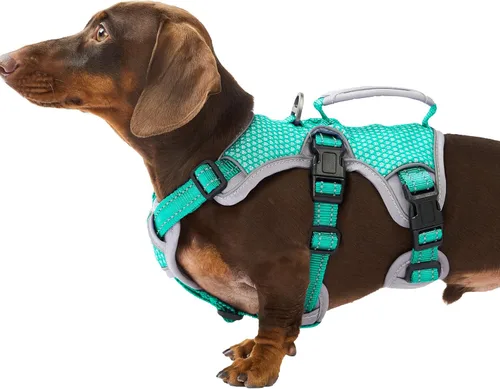 Vista 26 de Huntboo - Arnés para perro a prueba de escape, arnés reflectante con asa, duradero, chaleco ajustable para perros pequeños, medianos y grandes