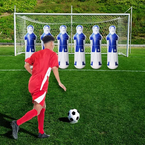 Vista 2 de SUNSHINEMALL Maniquíes inflables para práctica de fútbol americano con postes, equipo de entrenamiento de fútbol Muñeco de pared para portero