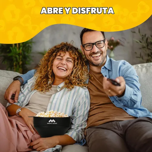 Vista 6 de El original Mindful Design - Palomitero plegable para microondas, recipiente de silicona, sin BPA y apto para lavavajillas (Negro)