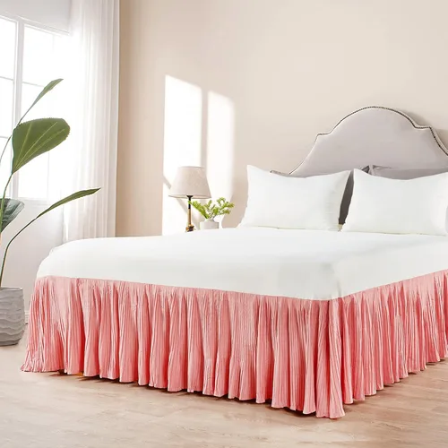 Vista 3 de Home Soft Things Falda de cama plisada de microfibra, diseño elegante envolvente de microfibra sólida con caída de 18 pulgadas, ropa de cama
