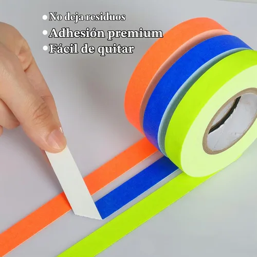 Vista 4 de GEYYANG - Cinta de pinchos, paquete de 6 cintas de colores de 1/2 pulgada x 11 yardas, luz negra reactiva a los rayos UV, cinta fluorescente de neón