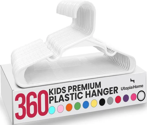 Vista 13 de Utopia Home - Perchas para niños, paquete de 20 perchas para armario de bebé de 11.5 pulgadas, color rosa bebé Perchas de plástico para bebés Se