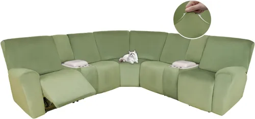 Vista 113 de HDCAXKJ Fundas de sofá seccional reclinable de terciopelo, cubierta de sofá seccional en forma de L, lavable, elástica, suave, para rincón