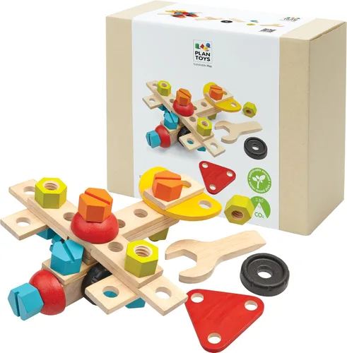 Vista 12 de PlanToys® Nuts & Bolts Wooden Toy for Kids Ages 2+ Montessori STEM Set Tuercas y pernos