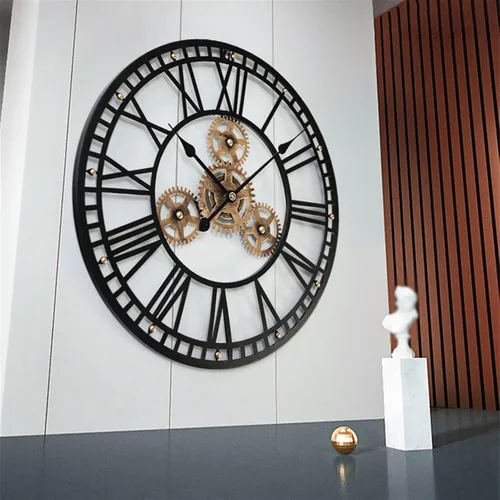 Vista 6 de Reloj de pared de estilo industrial, reloj de pared decorativo de hierro forjado, moderno, simple, silencioso, retro, con forma de engranaje