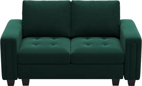 Vista 7 de Belffin Sofá de dos plazas modular de terciopelo sofá de 2 plazas asientos de amor para espacio pequeño verde