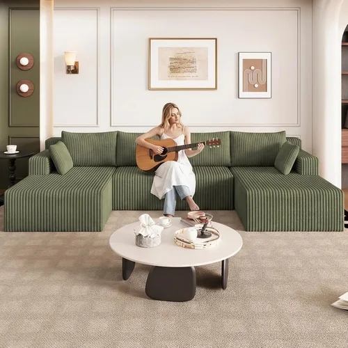 Vista 73 de Lakifun Sofá en Forma de L de 107" con Otomana, Seccional Modular Moderno Sofá Cómodo en Forma de U Nube, Asiento Profundo, Chaise Longue Cama