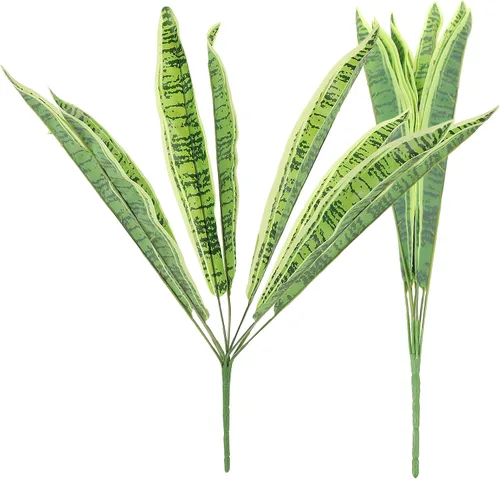 Vista 10 de Garneck 2pcs Artificial Tiger Piranha Interior Fake Plant Película Hoja Green1