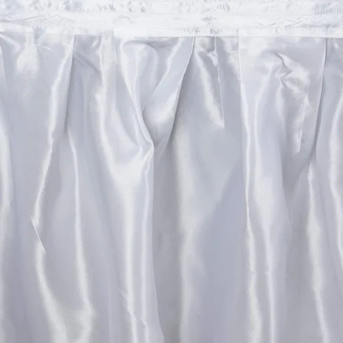 Vista 5 de Efavormart - Falda de mesa de satén blanco para cocina, comedor, catering, boda, baby shower, decoración de fiesta de cumpleaños, eventos, 14 pies