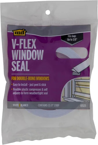 Vista 3 de M-D Building Products 3525 M-D 0 V-Flex burlete con parte trasera adhesiva, 17 pies de largo x 7/8 pulgadas de ancho, polipropileno, 1 paquete