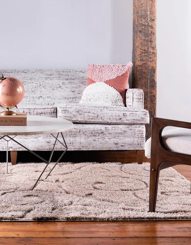 Vista 5 de Rugs.com - Alfombra de la colección Botanical Shag, alfombra de pelo de 4 x 6 pies color beige perfecta para salas de estar, comedores grandes