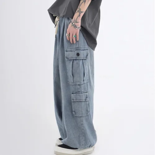 Vista 6 de Y2K Pantalones Vaqueros holgados Grunge Mujer Emo Cargo Pantalón Pierna Ancha Demin Fairycore Ropa Alternativa Gótica Jogger Streetwear