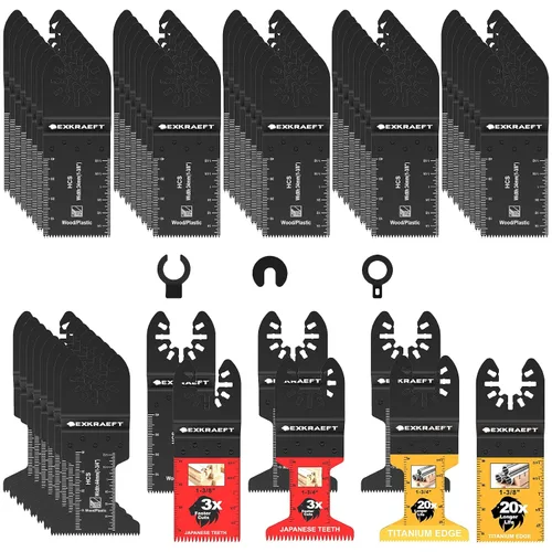 Vista 8 de Juego de 26 cuchillas oscilantes para herramientas oscilantes, de titanio, para madera, plástico, metal, bimetálicas, para Dewalt Milwaukee Ryobi