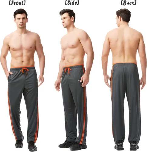 Vista 4 de SACUIMAN Pantalones deportivos para hombre con bolsillos con cremallera, parte inferior abierta, para entrenamiento, correr, gimnasio