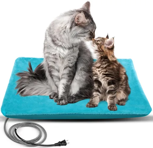 Vista 12 de PETNF Almohadilla térmica para mascotas al aire libre para gatos, segura y eléctrica, resistente al agua, calentada, para exteriores, animales