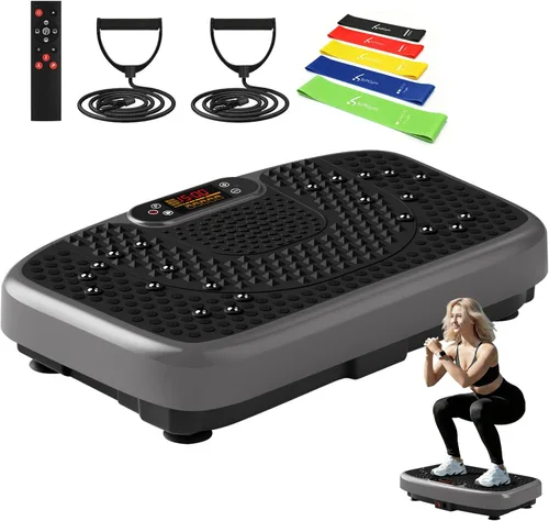 Vista 12 de SoftGym Vibration Plate Exercise Machine for Lymphatic Drainage Weight Loss,120 Speed Levels Vibrating Platform with Resistance Bands,Full-Body