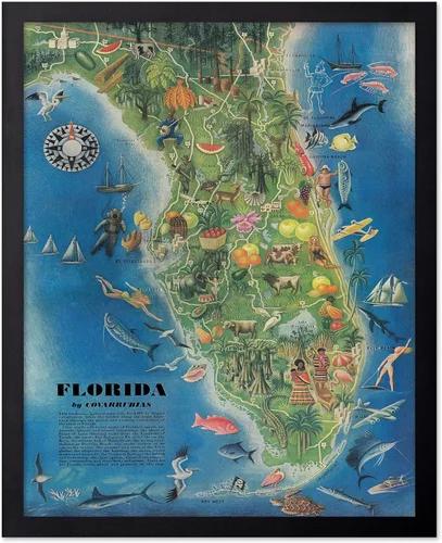 Vista 55 de Poster Master Póster retro de viaje con mapa monumental vintage de Florencia, arte italiano, gran regalo para hombres, mujeres, amantes