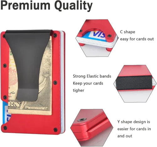Vista 5 de Kenpal Cartera de metal minimalista con clip para dinero organizador de aluminio para tarjetas de crédito para hombres y mujeres Minimalista