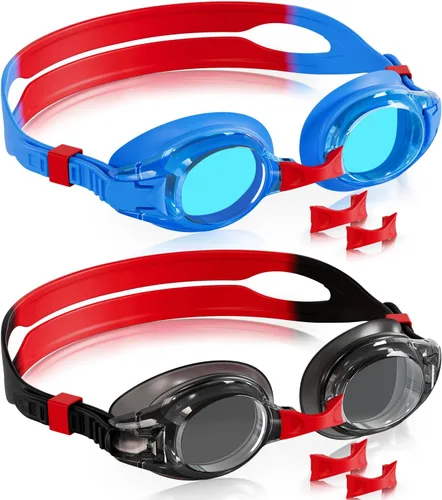 Vista 30 de Aegend - Paquete de 2 gafas para niños, gafas de natación para niños de 4 a 16 años, niños y niñas jóvenes, gafas de piscina antivaho, impermeables