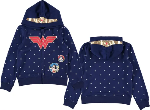 Vista 8 de Sudadera con capucha de mujer maravilla para niñas talla 4-16