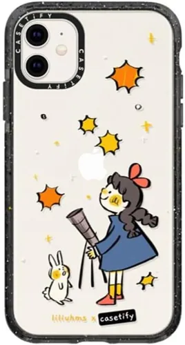 Vista 145 de Funda Impact de CASETiFY para iPhone 11 - Tiempo A Solas de Esther Kim - Negro Claro
